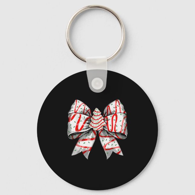Coquette Bow Christmas Tree Cake Christmas Vibes G Keychain (Front)