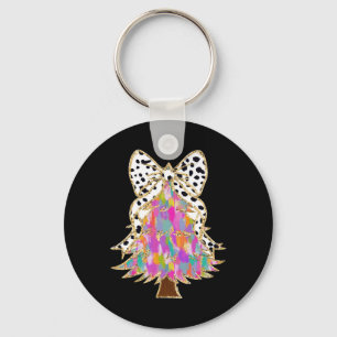Coquette Bow Christmas Tree Girls Winter Xmas Wome Keychain