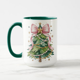 Coquette Bow Christmas Tree Holiday Girly Cute Mug