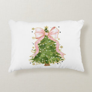 Coquette Bow Christmas Tree Holiday Girly Outfit W Accent Pillow