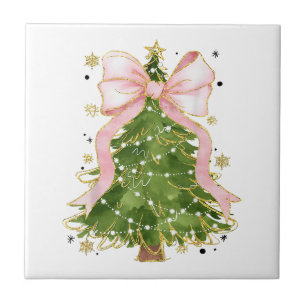 Coquette Bow Christmas Tree Holiday Girly Outfit W Tile