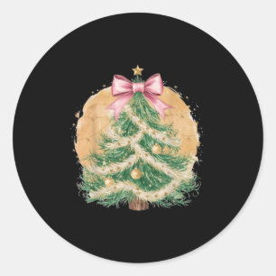 Coquette Bow Christmas Tree Xmas Holiday Girly Out Classic Round Sticker