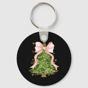 Coquette Bow Christmas Tree Xmas Holiday Girly Out Keychain