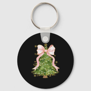 Coquette Bow Christmas Tree Xmas Holiday Girly Out Keychain