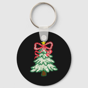 Coquette Bow Christmas Tree Xmas Holiday Girly Out Keychain