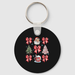 Coquette Bow Cocoa Santa Christmas Xmas Tree Pajam Keychain