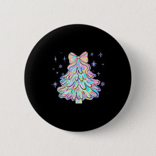 Coquette Bow Colorful Christmas Tree Merry Xmas Gi 2 Inch Round Button
