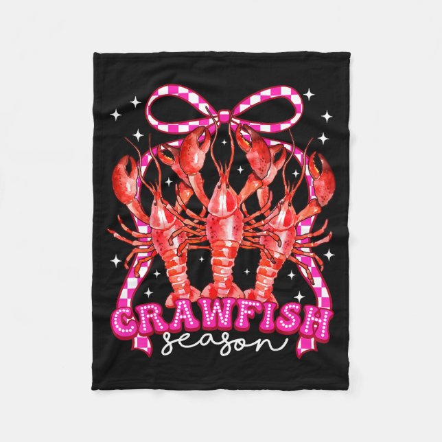 Coquette Bow Crawfish Boil Season For Men Women Ki Fleece Blanket (Front)