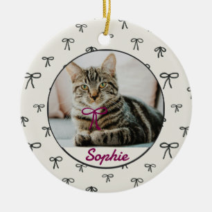 Coquette Bow Custom Pet Ornament with Photo