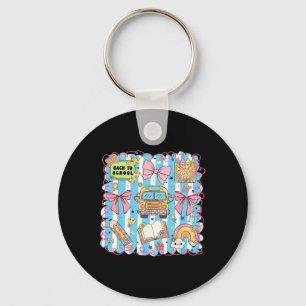 Coquette Bow Cute School Bus Girly Student Back To Keychain
