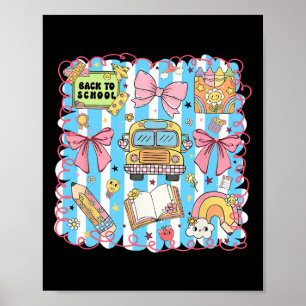 Coquette Bow Cute School Bus Girly Student Back To Poster