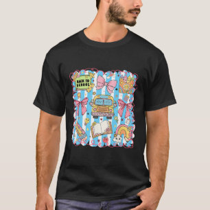 Coquette Bow Cute School Bus Girly Student Back To T-Shirt