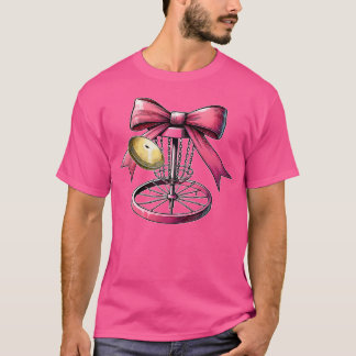 Coquette Bow Disc Golf Golfing Disc Golfer Basket  T-Shirt
