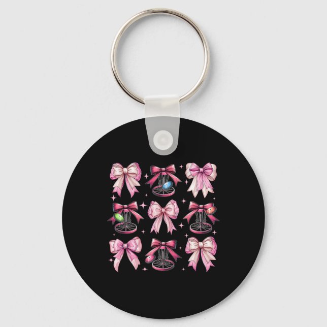 Coquette Bow Disc Golf Golfing Disc Golfer Sket Gi Keychain (Front)