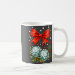 Coquette Bow Disco Ball Cherries, Girly Christmas Coffee Mug