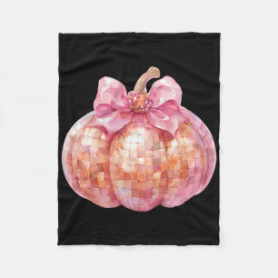 Coquette Bow Disco Pumpkin Fall Autumn Funny Hallo Fleece Blanket
