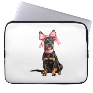 Coquette Bow Doberman Dog Mom Girl Pink Laptop Sleeve