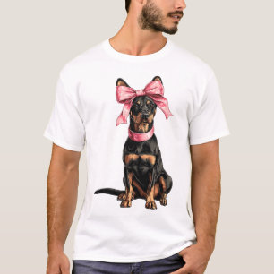 Coquette Bow Doberman Dog Mom Girl Pink T-Shirt