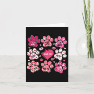 Coquette Bow Dog Paw Print Heart Valentine Dog Mom Card