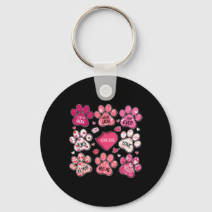 Coquette Bow Dog Paw Print Heart Valentine Dog Mom Keychain