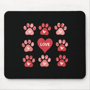 Coquette Bow Dog Paw Print Heart Valentine Dog Mom Mouse Pad