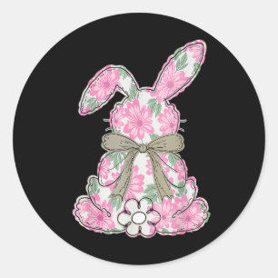 Coquette Bow Easter Bunny Spring Florals Women Tee Classic Round Sticker