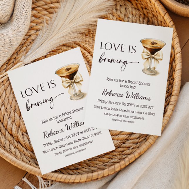Coquette Bow Espresso Martini Bridal Shower Invitation (Creator Uploaded)