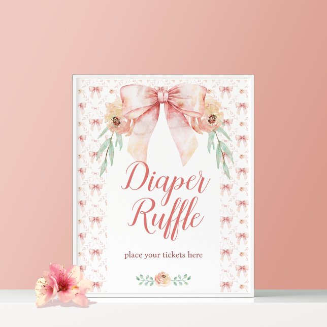 Coquette Bow Floral Diaper Raffle Poster (Creator Uploaded)