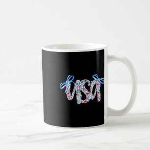 Coquette Bow Floral Usa Flag 4th Of July Girly Pat Coffee Mug