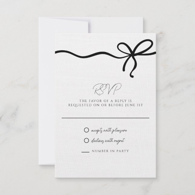 Coquette Bow Formal Wedding RSVP Card (Front)