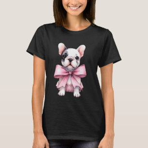 Coquette Bow French Bulldog Dog Frenchie Mom Pink  T-Shirt