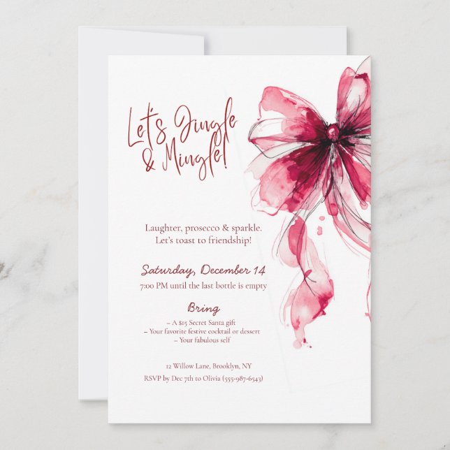 Coquette Bow Friendsmas Party Invitation (Front)