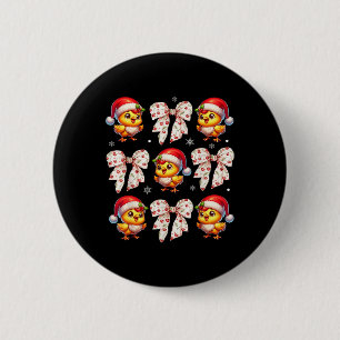 Coquette Bow Funny Chicken Christmas Farm Animal C 2 Inch Round Button