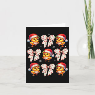 Coquette Bow Funny Chicken Christmas Farm Animal C Card