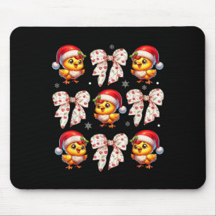 Coquette Bow Funny Chicken Christmas Farm Animal C Mouse Pad