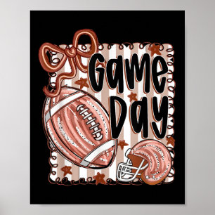 Coquette Bow Funny Girly Football Game Day Touchdo Poster