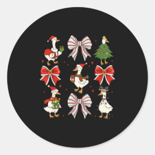 Coquette Bow Funny Goose Christmas Holiday Merry G Classic Round Sticker
