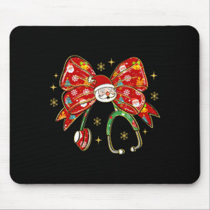 Coquette Bow Funny Nurse Christmas Stethoscope San Mouse Pad