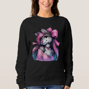 Coquette Bow Furry Fandom Fursona Fursuit Cute Fox Sweatshirt