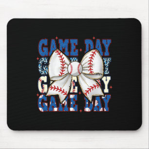 Coquette Bow Game Day Sell Softll Funny Cheer Mom  Mouse Pad