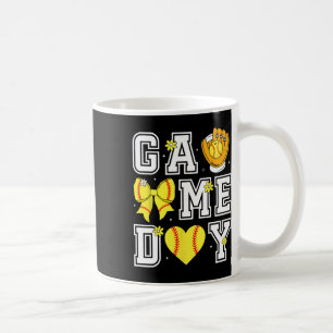 Coquette Bow Game Day Sell Softll Heart Love Cheer Coffee Mug