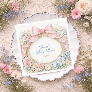 Coquette Bow Garden Girl Baby Shower Napkin