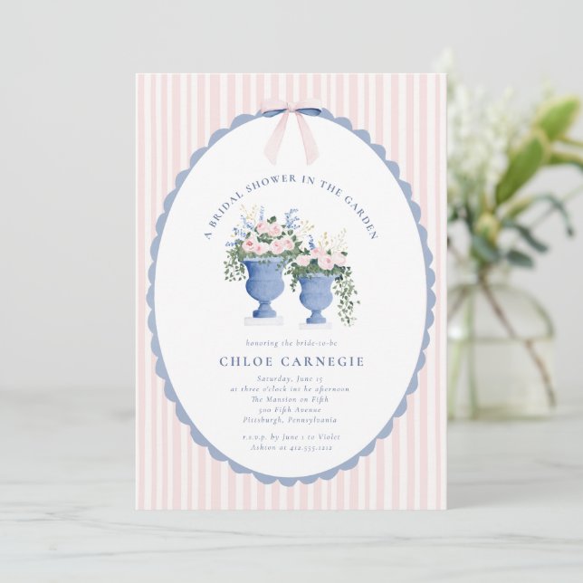 Coquette Bow Garden Manor Bridal Shower Invitation (Standing Front)