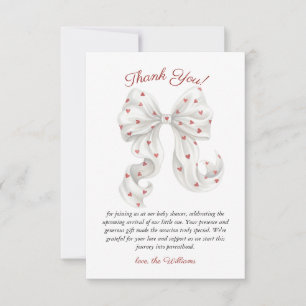 Coquette Bow Gender Neutral Baby Shower Thank You Card