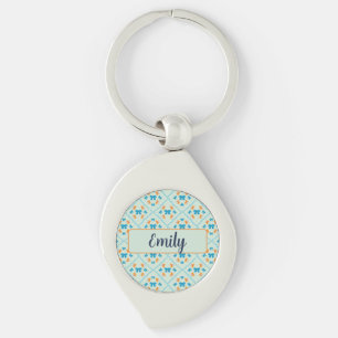 Coquette Bow Geometric Tile Soft Mint Lime Keychain