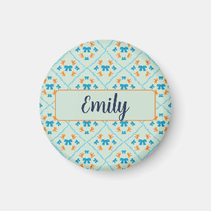 Coquette Bow Geometric Tile Soft Mint Lime Magnet