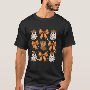 Coquette Bow Ghost Cowboy Western Spooky Season Ha T-Shirt