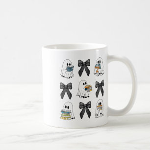Coquette Bow Ghost Reading Books Sweater Halloween Coffee Mug