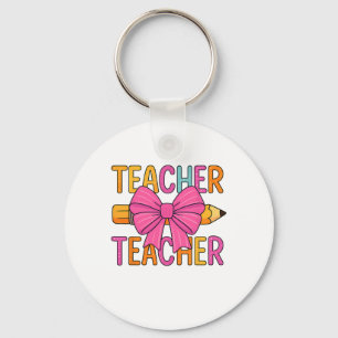 Coquette Bow Gifts Teacher Happy First Day Back To Keychain
