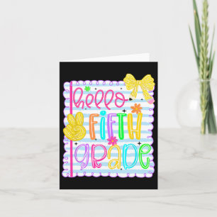 Coquette Bow Girly Hello Fifth Grade Teacher Back Card